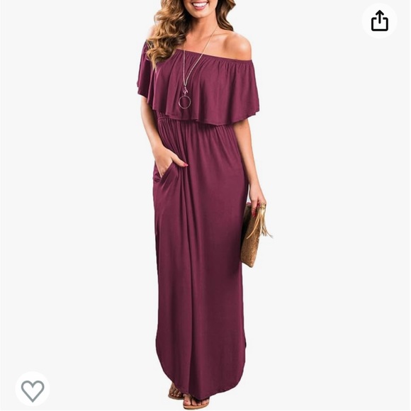 🆕 PLUMRED - NWT [sarin mathews] off shoulder ruffle party side split maxi dress - Picture 1 of 16
